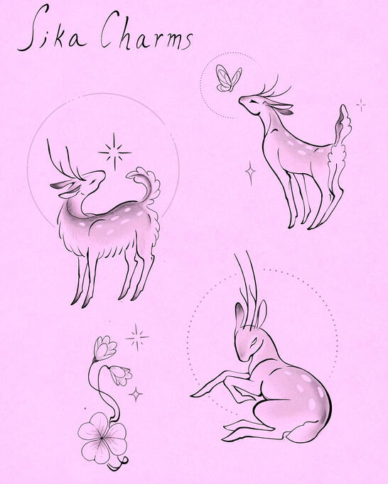 Sika Charms • 2.5-4” • deer $350, floral $275