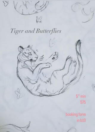 Tiger and Butterflies Flash • 5" minimum • $575